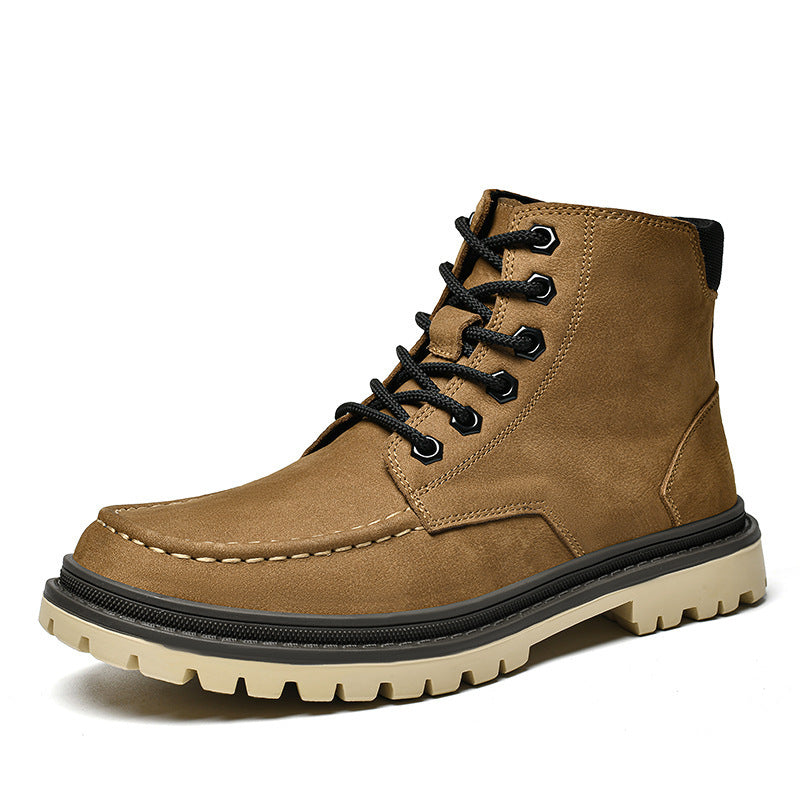 Men's Worker Frosted Cowhide American Retro Motorcycle Boots