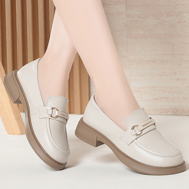Soft Bottom French Style British Flat Metal Women's Fashion Shoes