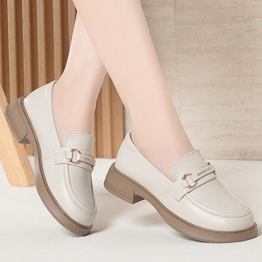Soft Bottom French Style British Flat Metal Women's Fashion Shoes