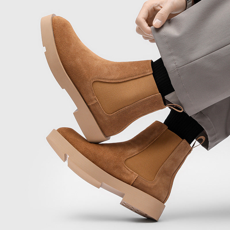 Men's Platform Chelsea Height Increasing Insole Short Boots