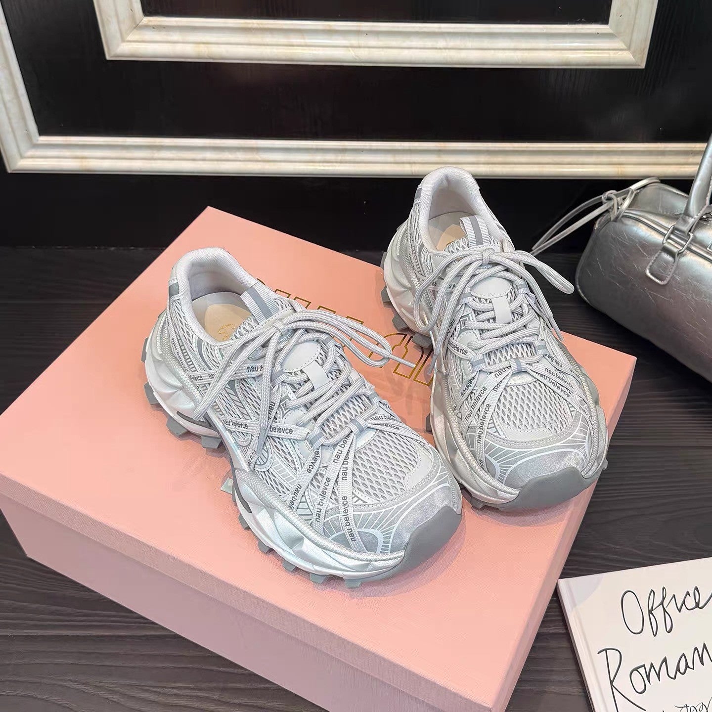 Heightened Daddy Platform Mesh Surface Breathable Casual Shoes