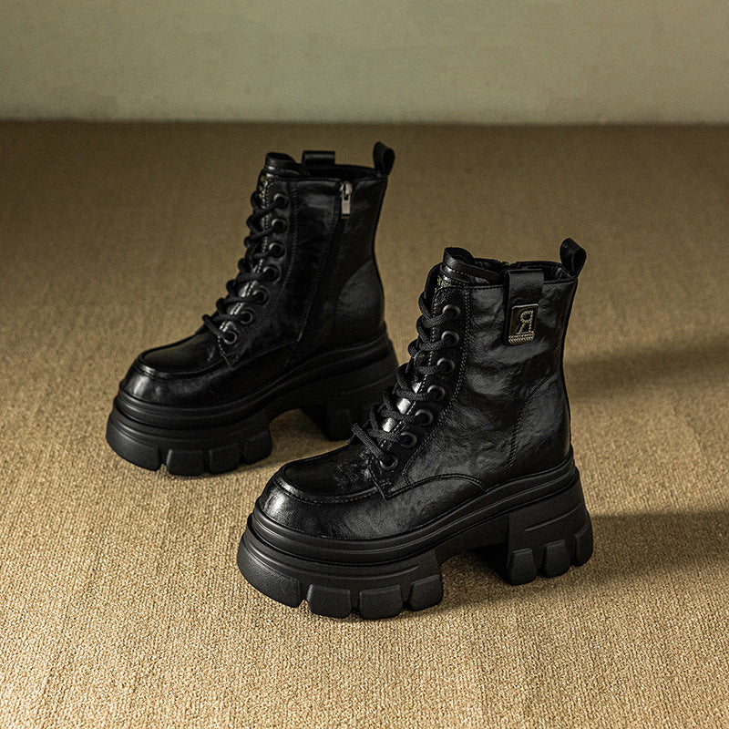 Women's Martin Elevator Fleece-lined Small Platform Ankle Retro Easy Boots