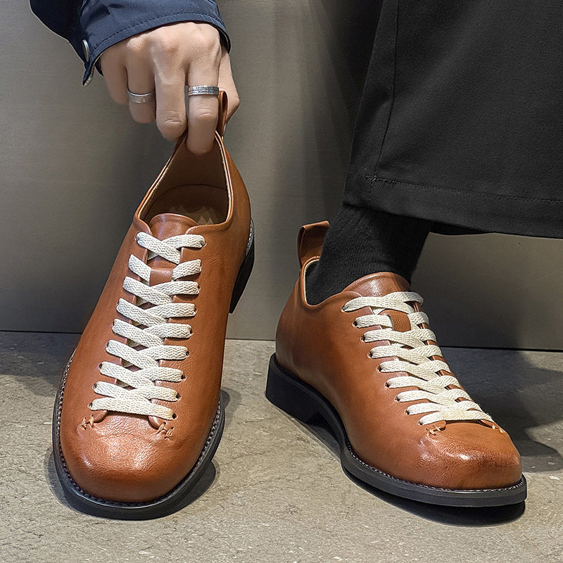 Men's Autumn Business Commute Bowling Platform Height Increasing Men's Casual Leather Shoes