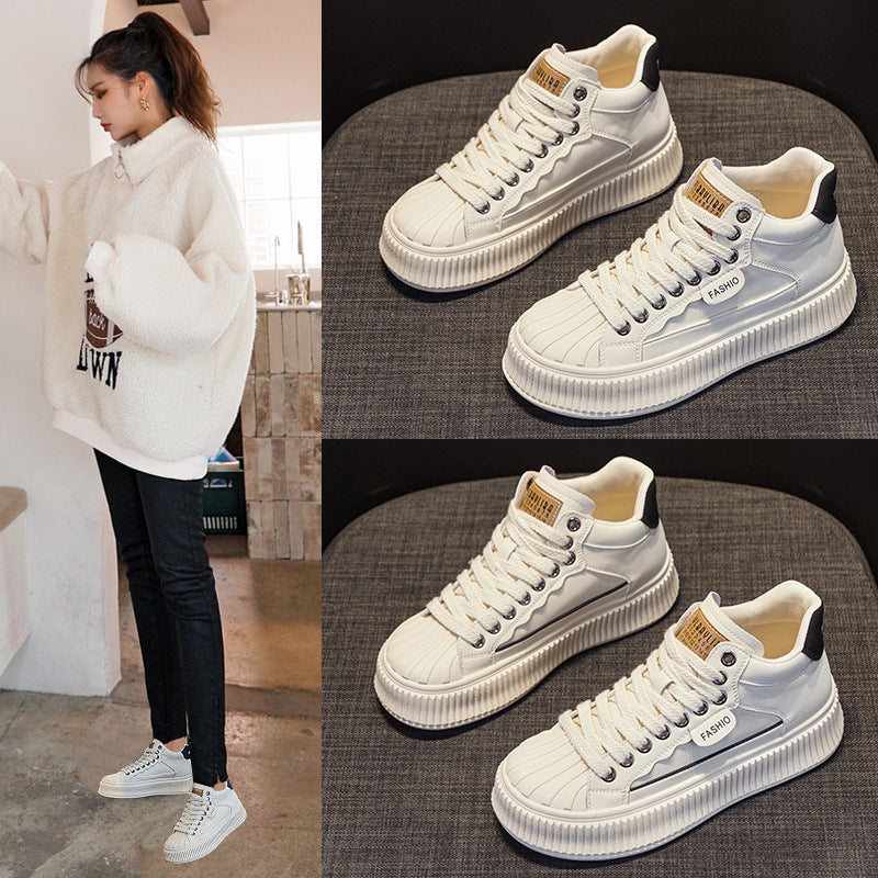 Women's Shell Toe Biscuit Shape Autumn Muffin Platform Thin Authentic Comfortable Women's Casual Shoes