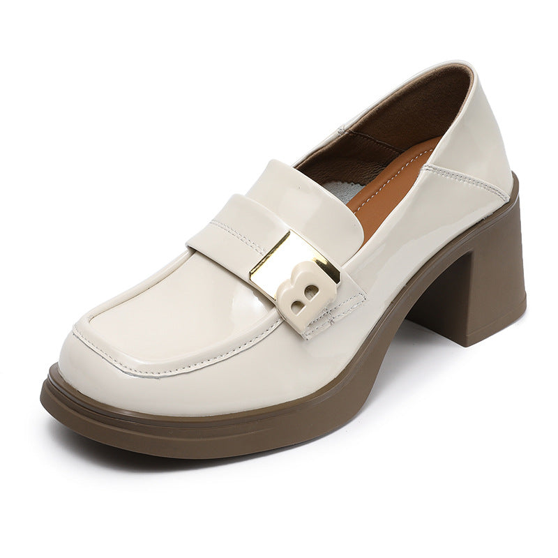 Patent Chunky Pumps Female Square Toe Slip-on Women's Fashion Shoes