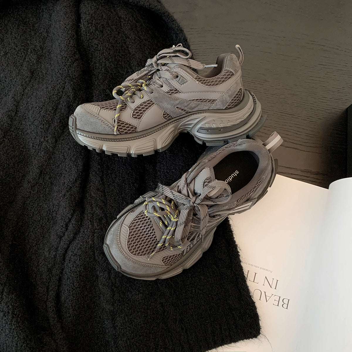 Women's Spring Grape Height Increasing Fashionable Single Lining Head Women's Sports Shoes