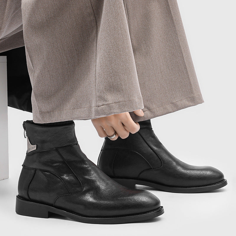 Men's Slip-on Chelsea Retro Trendy Back Zipper Boots