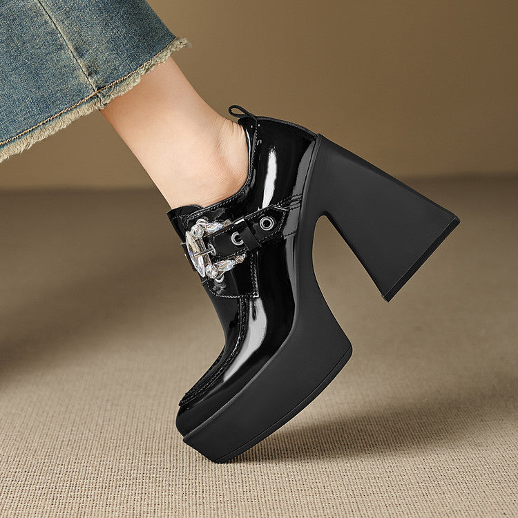 Women's Mouth Pumps Black Platform Thick Bottom Pointed Women's Fashion Shoes