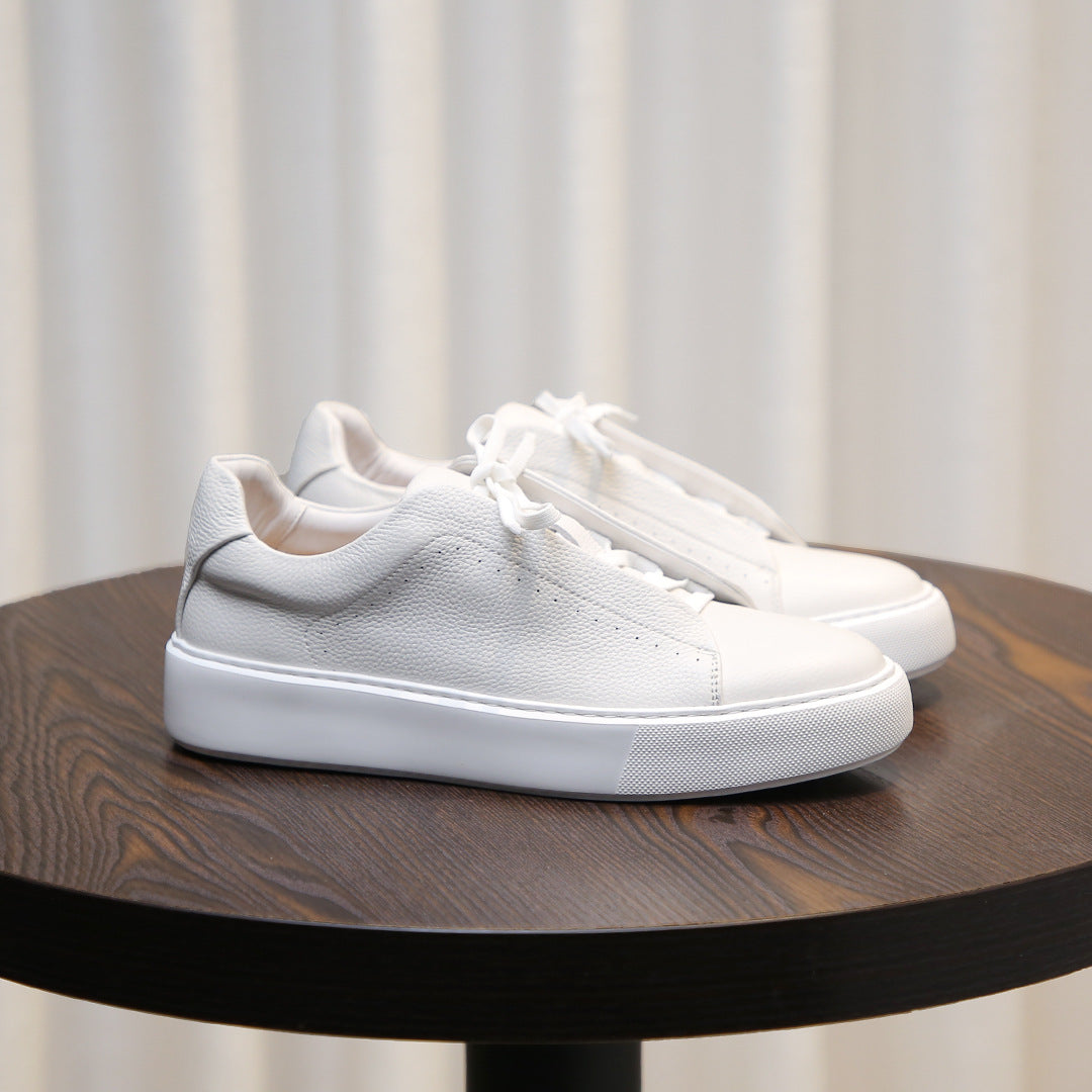 Men's White Lychee Pattern Thick Bottom Tide Summer Men's Shoes