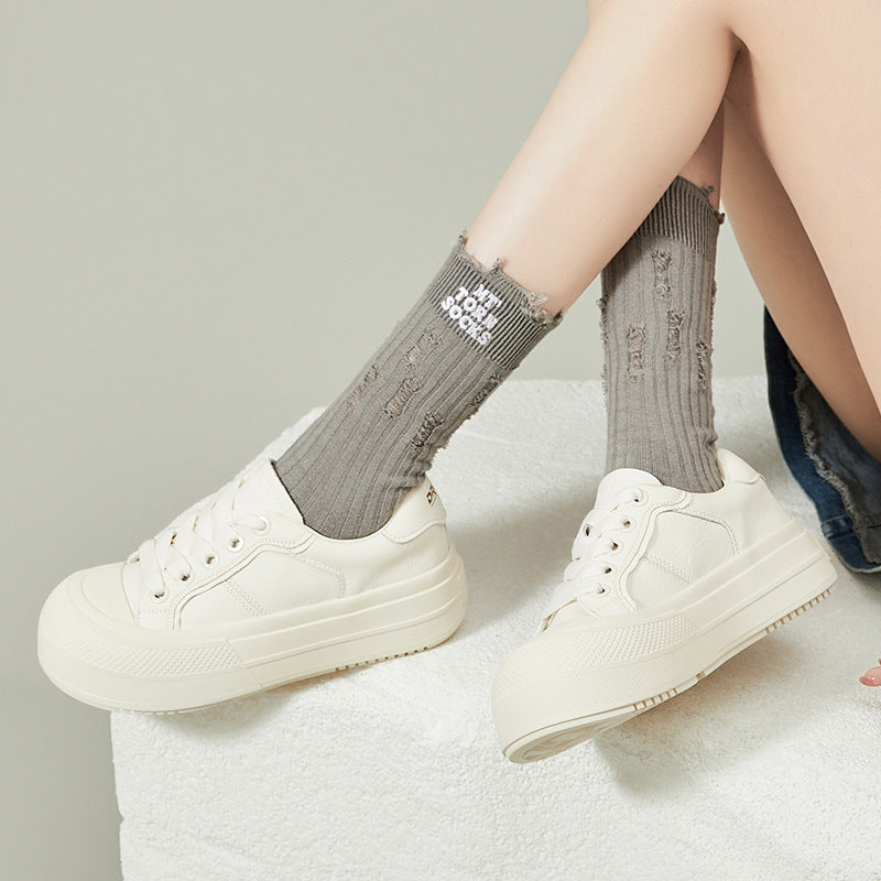 Women's Platinum Muffin Bottom Round Toe Height Increasing Women's Casual Shoes