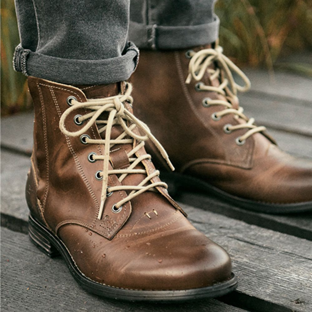 Men's Knight Series Brushed Two-color Side Zipper Large Boots