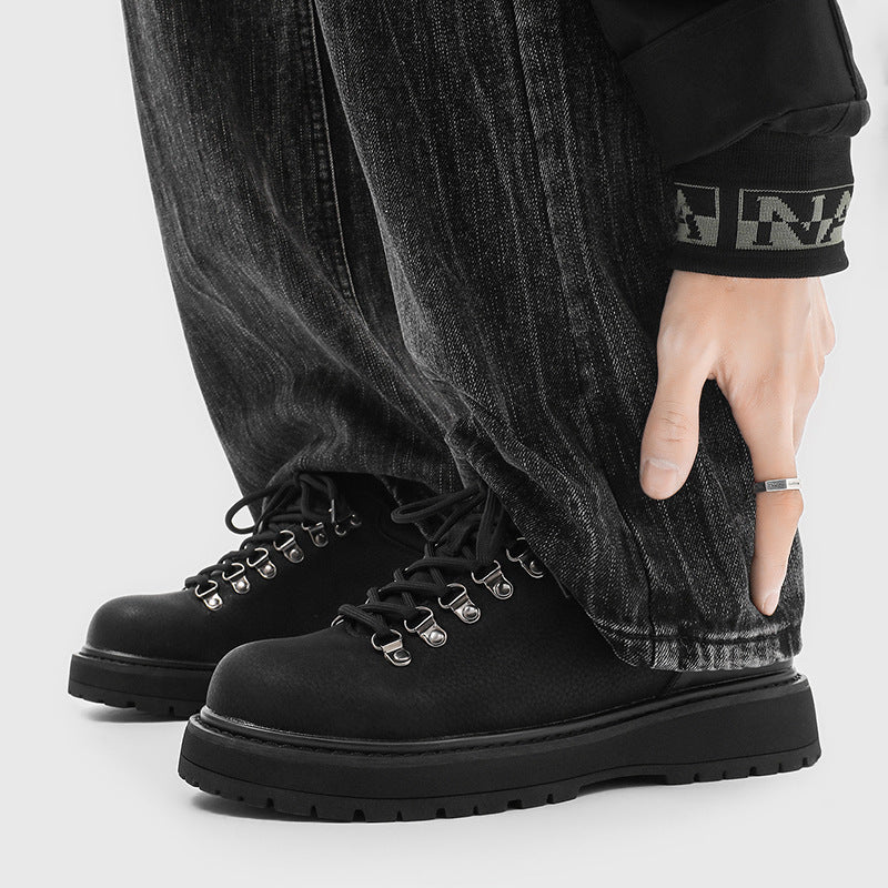Toe Invisible Elevated Comfortable American Retro Classic Winter Commute Men's Casual Leather Shoes