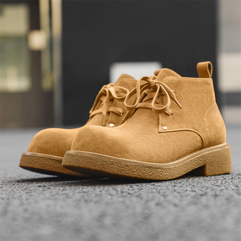 Men's Head Increased Suede Derby Low Top Retro Worker Boots