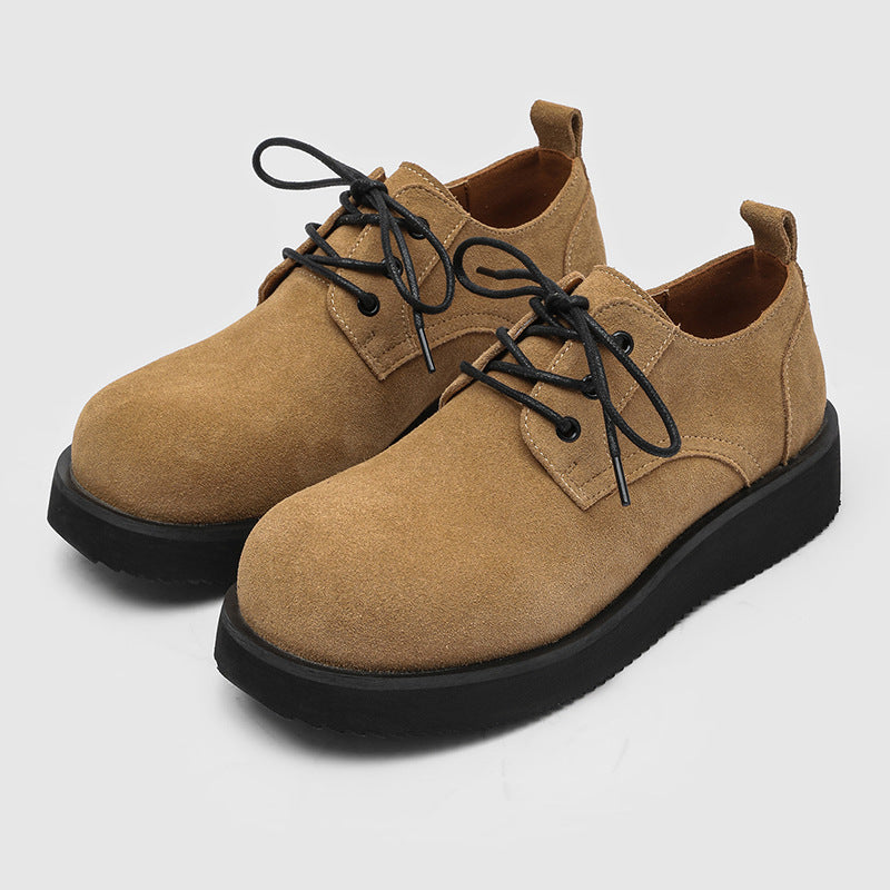 Men's Platform Height Increasing Trendy American Vintage Men's Casual Leather Shoes
