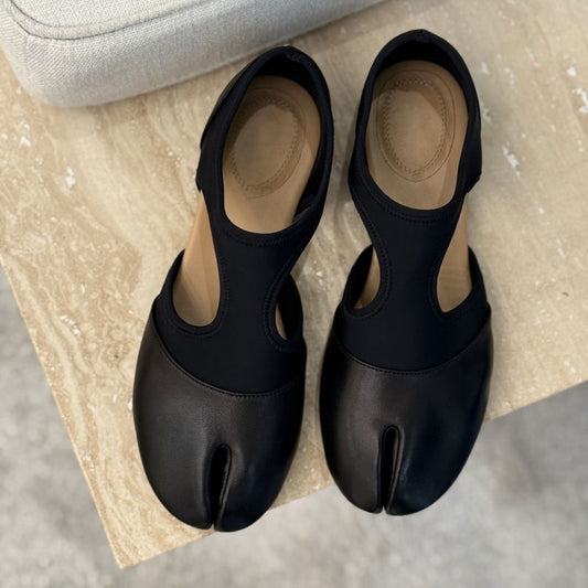 Women's Side Empty Toe Trotter Ballet Spring Stitching Thin Bottom Outer Slippers