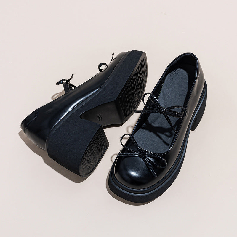 Women's Mary Jane Chunky Height Increasing Slip-on British College Women's Fashion Shoes