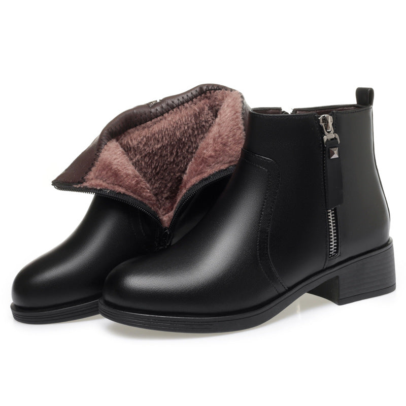 Women's Winter Genuine Cotton Flat Veet Short Heels