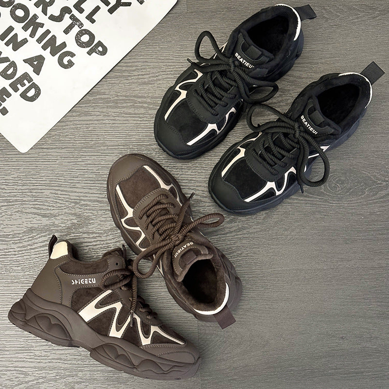 Dad Korean Style Thick-soled Winter Warm With Casual Shoes