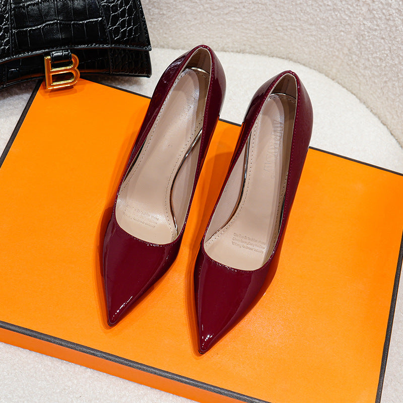 Patent Professional High Pointed Toe Shallow Mouth Stiletto Formal Wear Heels