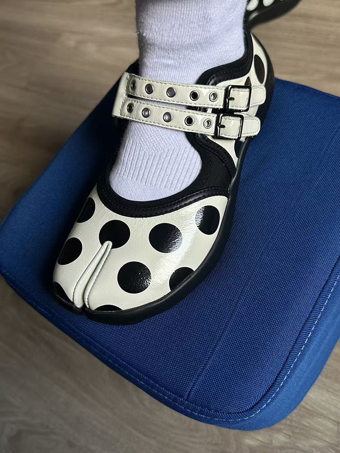 Women's Polka Dot Trotter Pumps Flat Ballet Mary Women's Casual Shoes