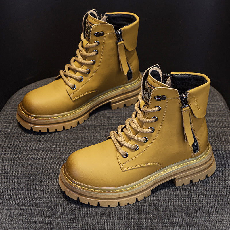 Women's Martin For Retro Motorcycle Fashion Short Worker British Style Women's Leather Boots