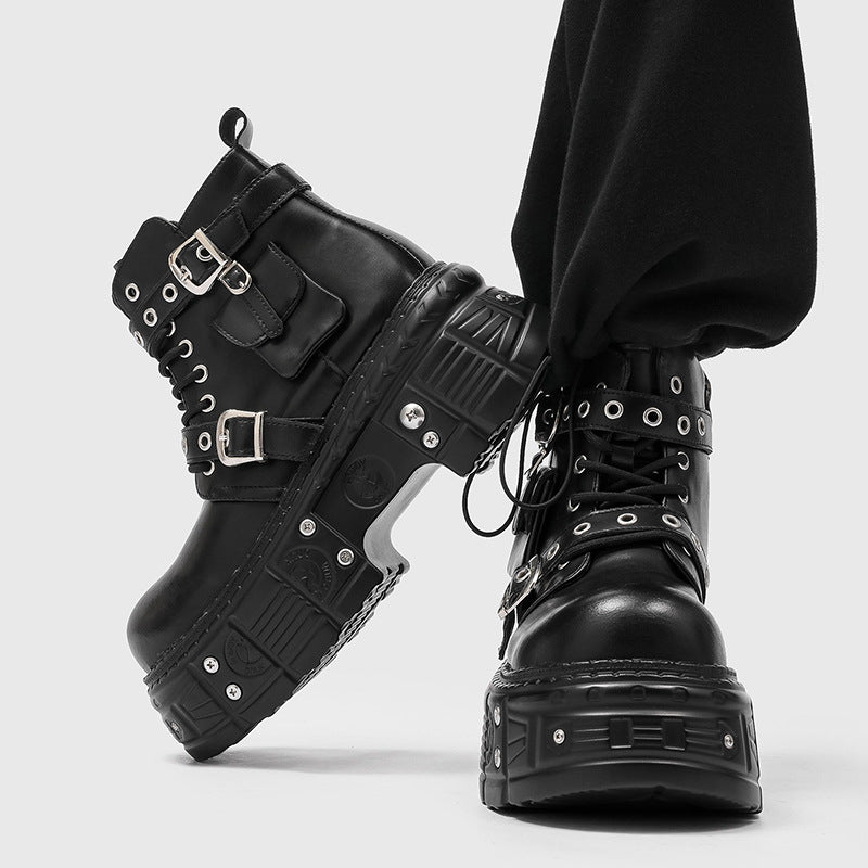 Men's Punk Platform Cool Drag Dark Asian Culture Fashion Metal Men's Martin Boots