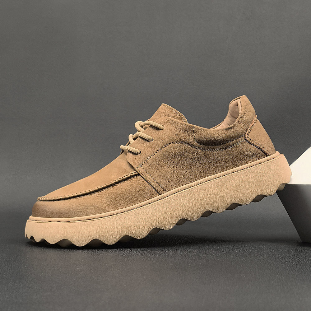 Men's Fashion First Layer Cowhide Platform Elevator Men's Sports Shoes