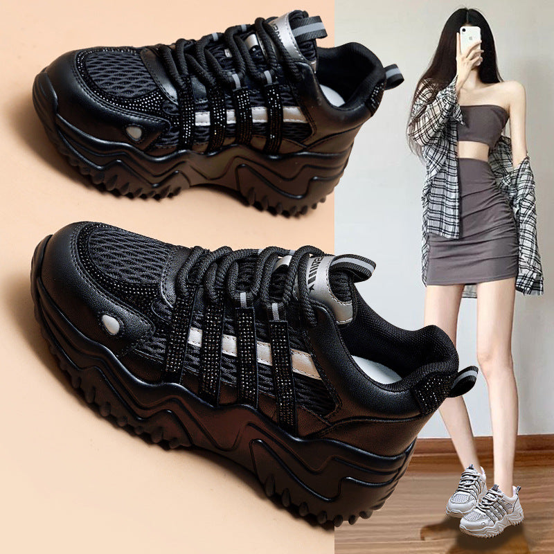 Women's Autumn Mesh Fashion Thick Bottom Increased Sports Casual Shoes