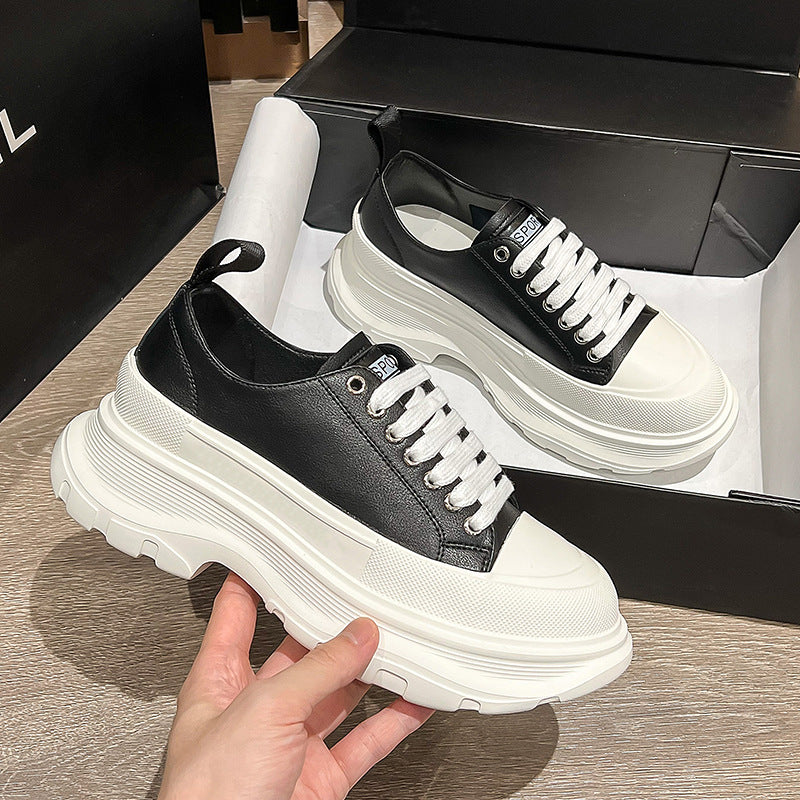 Women's Platform White Genuine Fleece-lined Dad Canvas Shoes