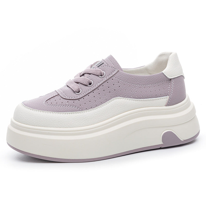 Women's White Thick Bottom Show Feet Small Casual Shoes