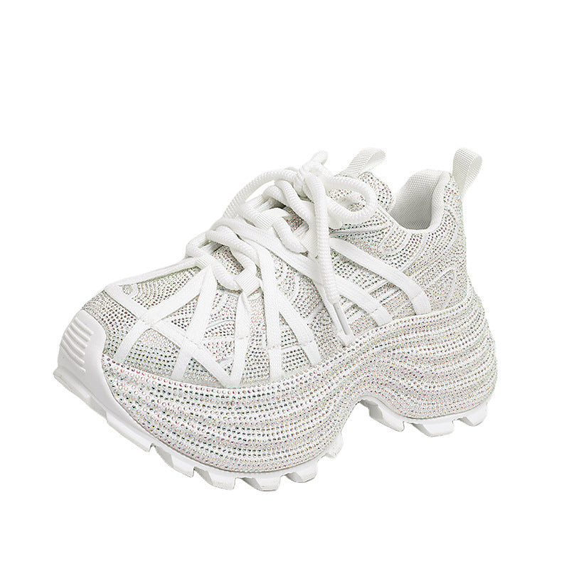 Women's Starry Rhinestone Dad Spring Platform Fried Women's Sports Shoes
