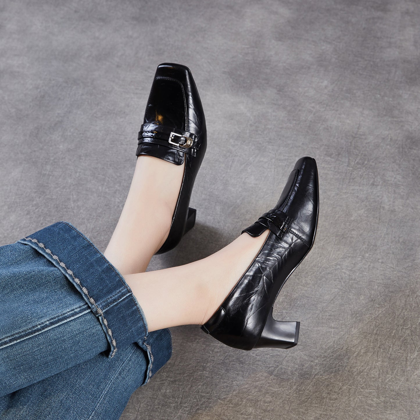 Women's Clutch Cowhide Commuter Light Luxury Square Women's Fashion Shoes