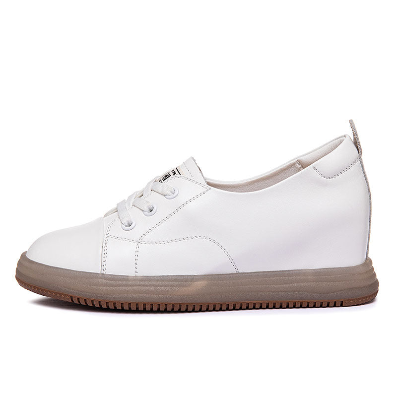 Women's White Genuine Thick Bottom Show Feet Small Women's Casual Shoes