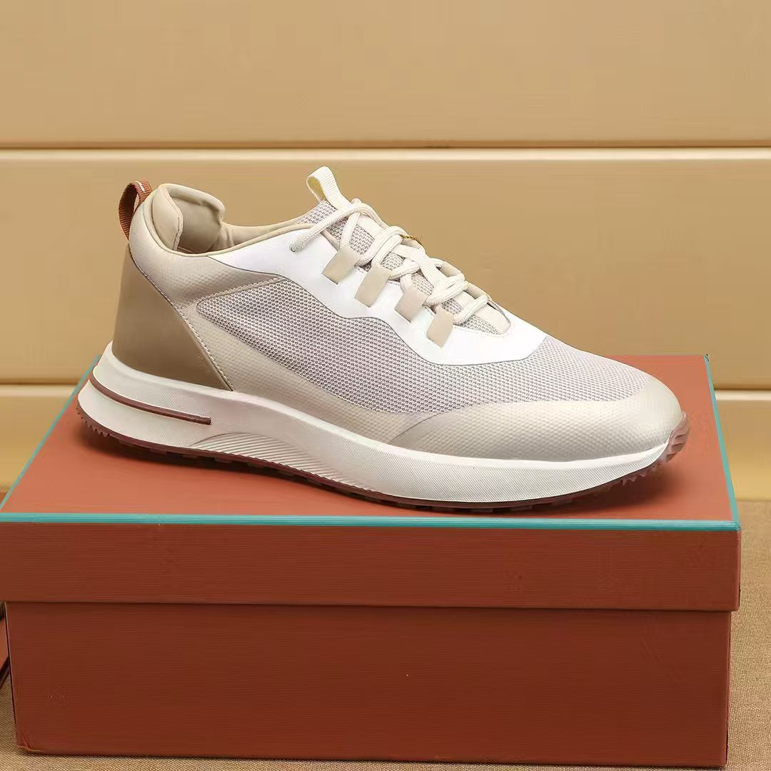 Men's Woven Breathable Cowhide Stitching Pumps Comfortable Men's Sports Shoes