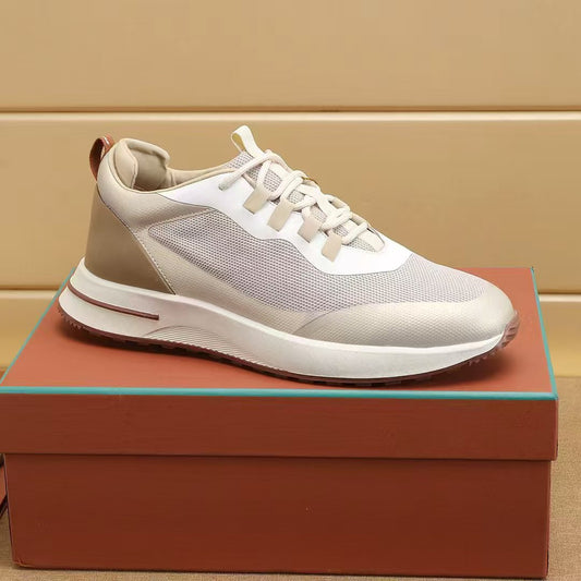 Men's Woven Breathable Cowhide Stitching Pumps Comfortable Men's Sports Shoes