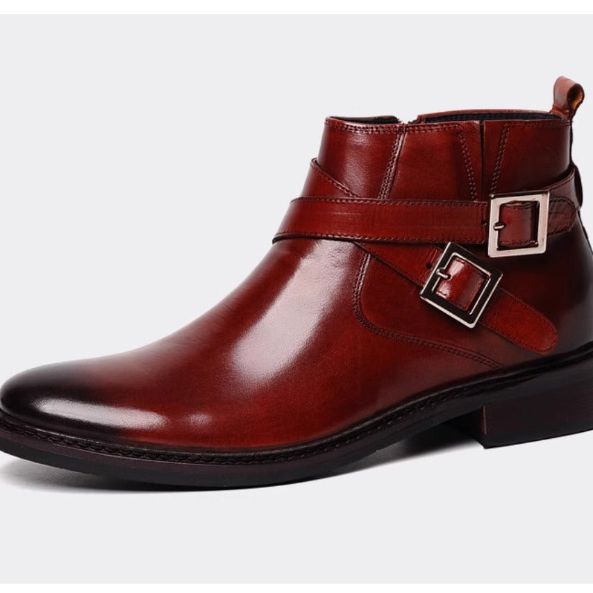Men's Cowhide Ankle Round Toe Formal Pure Boots