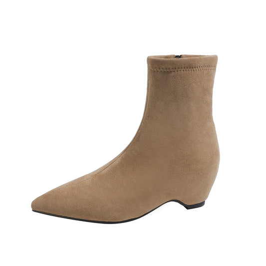 Women's Invisible Height Increasing Insole French Retro Stretch Women's Leather Boots