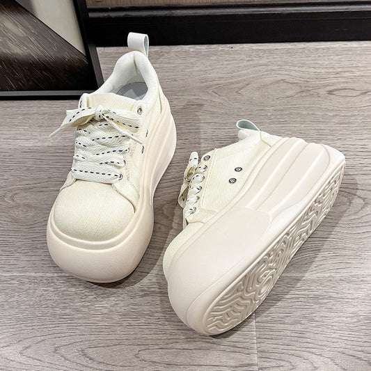 Women's Toe Bread Autumn Breathable Increased Sports Canvas Shoes