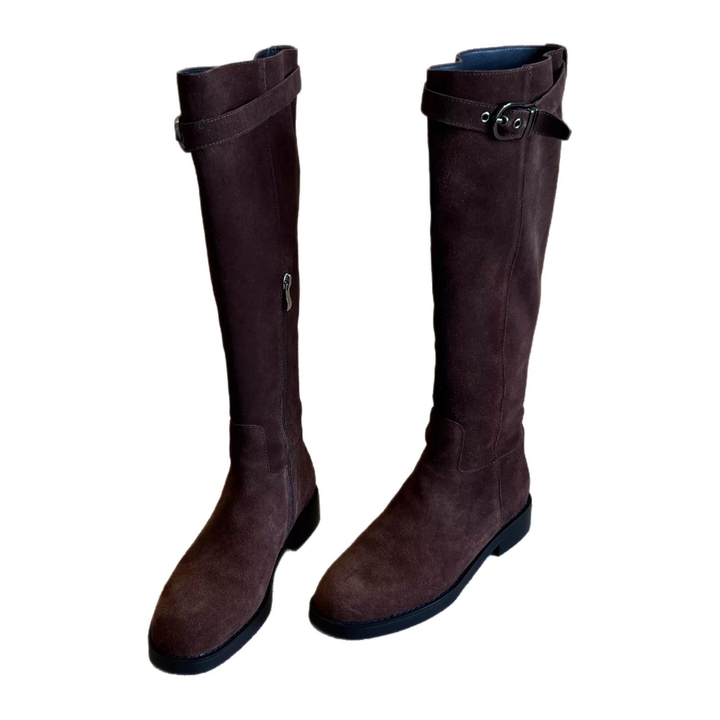 Western Cowboy Long Female Suede Chunky Boots