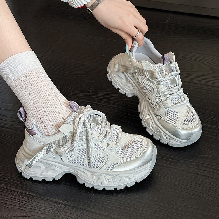 Women's Genuine Platform Dad Small Lightweight Mesh Surface Women's Casual Shoes