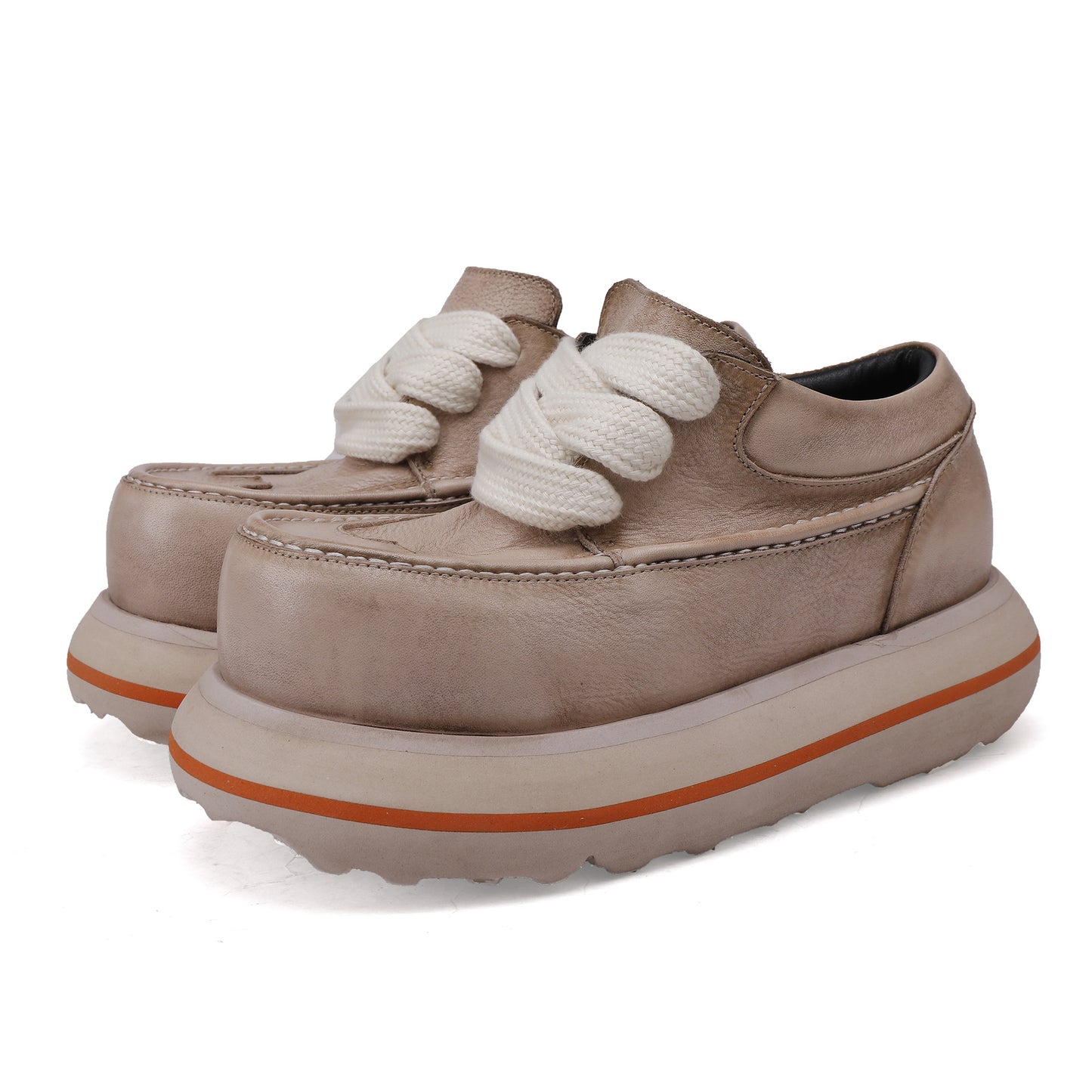 Women's Bottom Derby Washed Cowhide Retro Lace Women's Fashion Shoes