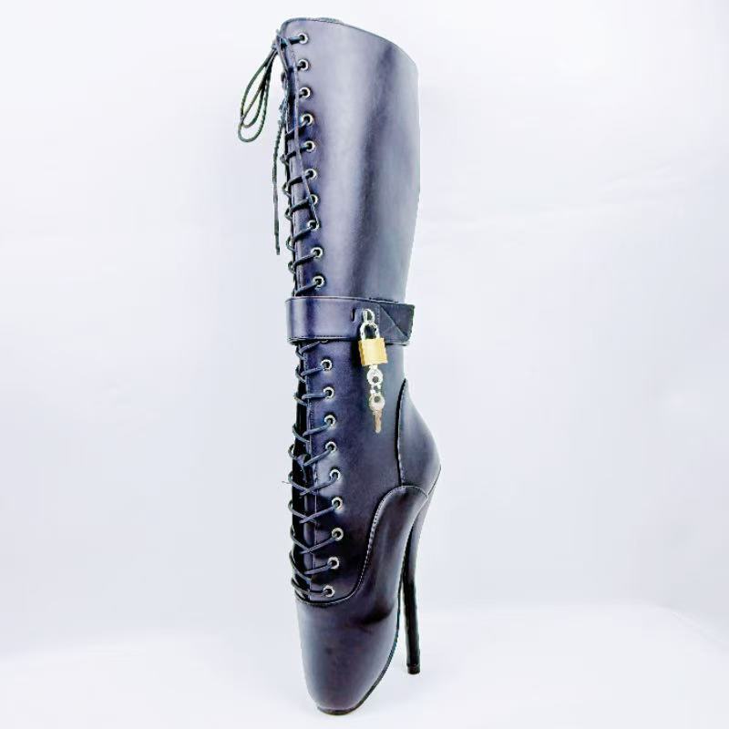 Ballet Diamond Matte High Fashion Hook Women's Leather Boots