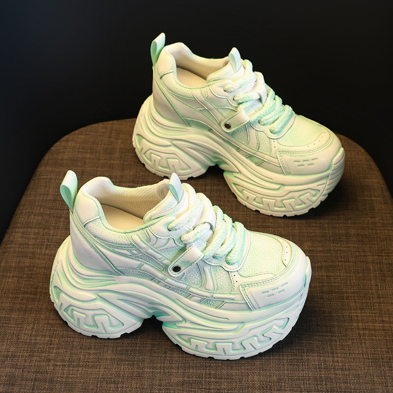 Women's Thick Bottom Height Increasing Insole Brushed Retro Style Dad Casual Shoes