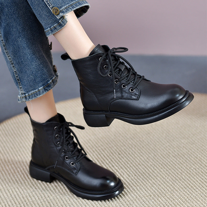 Men's Top Layer Cowhide Short British Style Boots