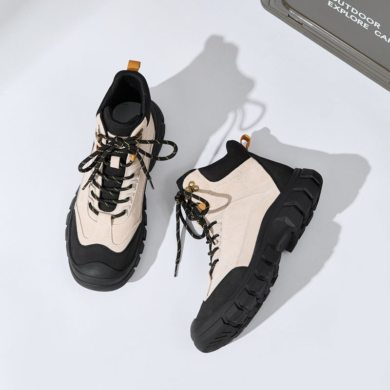 Men's Travel Tooling Outdoor Thick Bottom Height Increasing Insole British Style Men's Martin Boots
