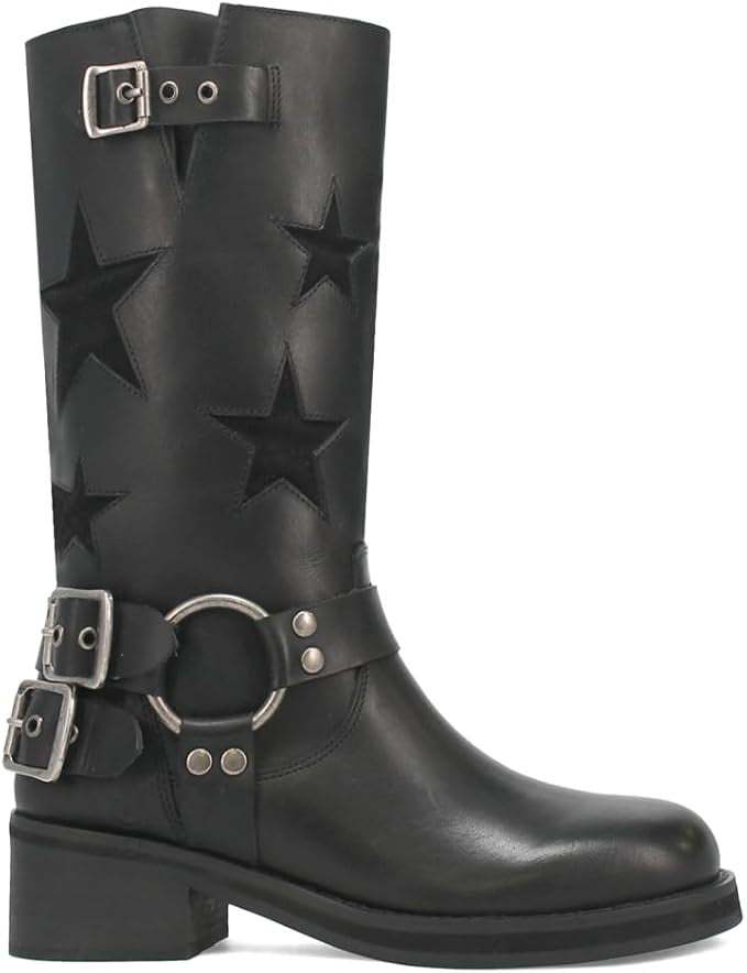 Women's Knee-high Belt Buckle Chunky Plus Size Fashion Women's Leather Boots