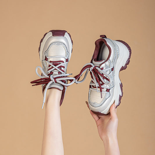 Women's Early Spring Thick Bottom Heightened Daddy Light Sports Casual Shoes