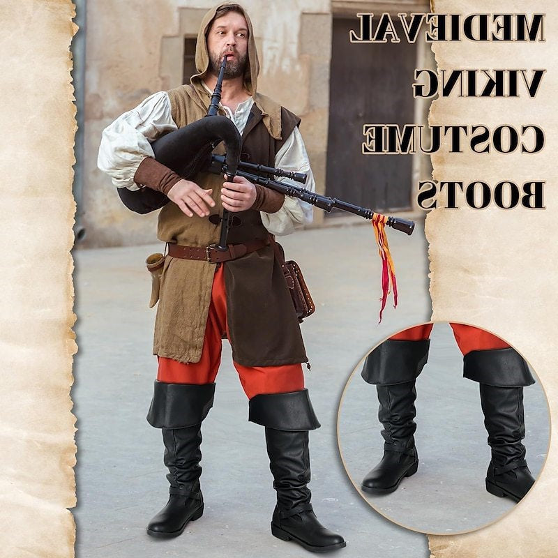 Men's Medieval Renaissance Dark Punk Large Size Men's Leather Boots