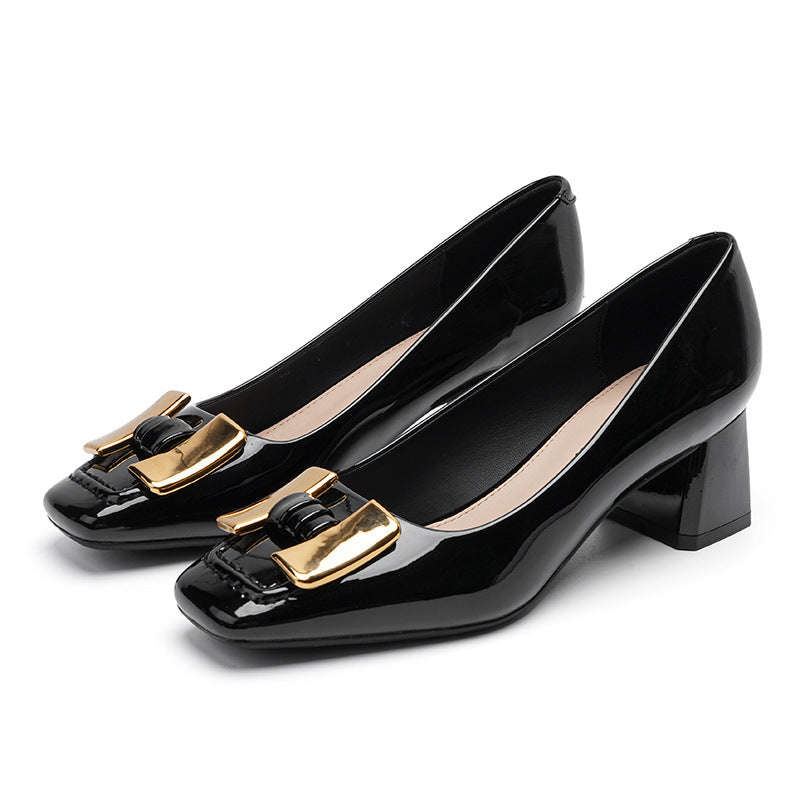 Women's Chunky Mary Jane Kitten Metal Buckle Women's Fashion Shoes