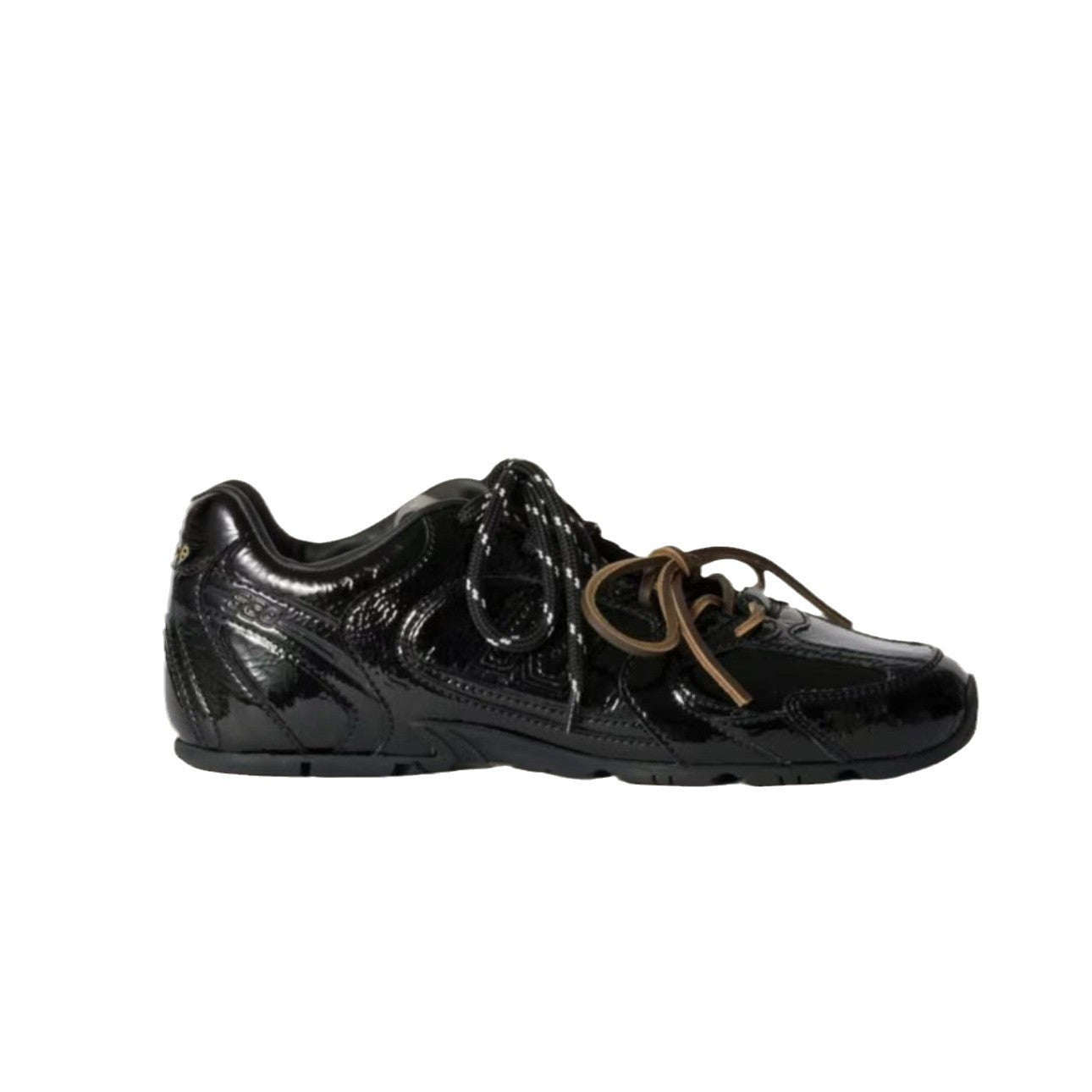Women's Home Black Wrinkle Paint Simple Color Matching Sports Casual Shoes